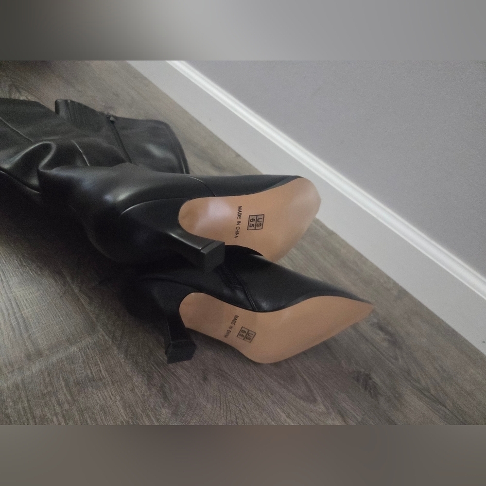 Women's Black Knee-High Boots Size 6.5 NEW - Picture 6 of 11